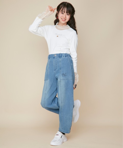 JENNI love(ジェニィラブ)の「【ストレッチ素材・ウエスト調整可】コクーンジョガーロングデニムパンツ(デニムパンツ・キッズ・ネイビー/ブルー・130cm/140cm/150cm/160cm)」の12枚目の写真