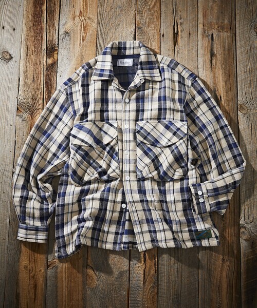 Foxfire（フォックスファイヤー）の「Foxfire/フォックスファイヤー 別注 Foxfire ヘビーネル フィッシングシャツ/オープンカラー/リラックスフィット（シャツ/ブラウス・メンズ・ホワイト系/ブラック系/オレンジ系・MEDIUM/LARGE）」の5枚目の写真