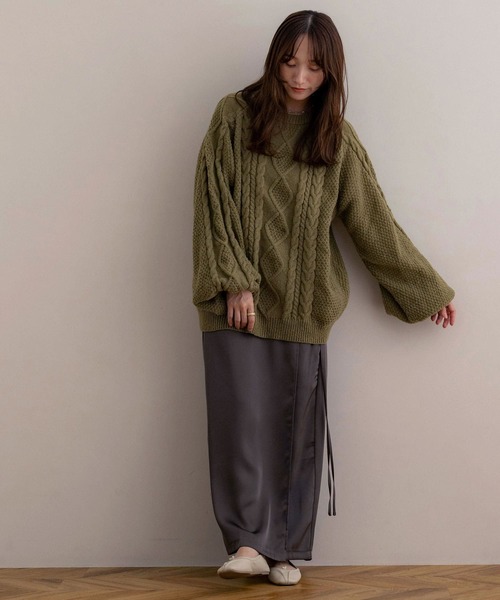 ぜ*ん様 NOAH ダークグリーン ケーブルニット セーター L NOAHL（ノアル）の「【NOAHL】ケーブルニット（ニット/セーター）」 - WEAR