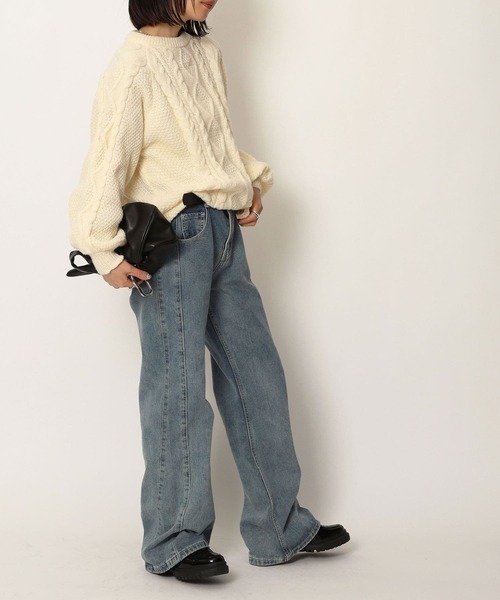 NOAHL（ノアル）の「【NOAHL】ケーブルニット（ニット/セーター・レディース・ブルー/チャコールグレー/グレイッシュベージュ/アイボリー/ブラック/ベージュ/ライトグリーン/ピンク/ブラウン/イエロー/カーキ・FREE/S）」の15枚目の写真