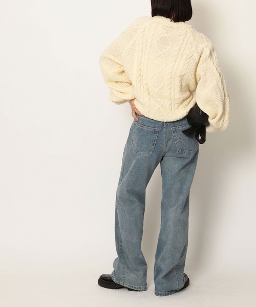 NOAHL（ノアル）の「【NOAHL】ケーブルニット（ニット/セーター・レディース・ブルー/チャコールグレー/グレイッシュベージュ/アイボリー/ブラック/ベージュ/ライトグリーン/ピンク/ブラウン/イエロー/カーキ・FREE/S）」の16枚目の写真