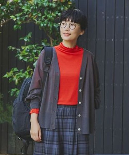 studio CLIP(スタディオクリップ)の「14ゲージコットンシアーVネックカーディガン(カーディガン/ボレロ・レディース・スモーク/ブルー/ベージュ・FREE)」の3枚目の写真