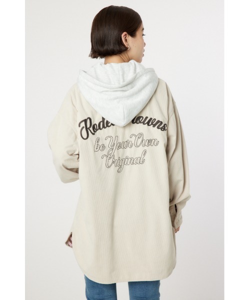 RODEO CROWNS WIDE BOWL（ロデオクラウンズワイドボウル）の「LOGOコーデュロイフードシャツ（シャツ/ブラウス・レディース・ダークグリーン/アイボリー/スモークピンク・FREE）」の12枚目の写真
