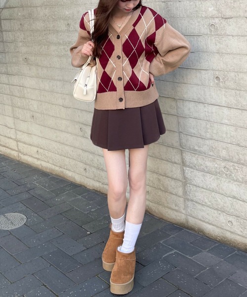 clear（クリア）の「ボックスプリーツミニスカート [美シルエット]≪2024AW新作≫（スカート・レディース・ブラウン/ブラック/ブラウン系その他・S/M）」の13枚目の写真