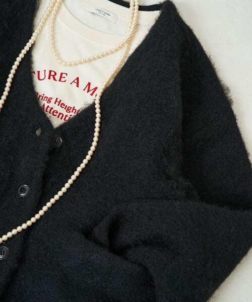 FREAK'S STORE（フリークスストア）の「限定展開　ショート シャギー ニット カーデ（カーディガン/ボレロ・レディース・ブラック/ベージュ/ブラウン/杢グレー/ナチュラル・ﾌﾘ-）」の2枚目の写真