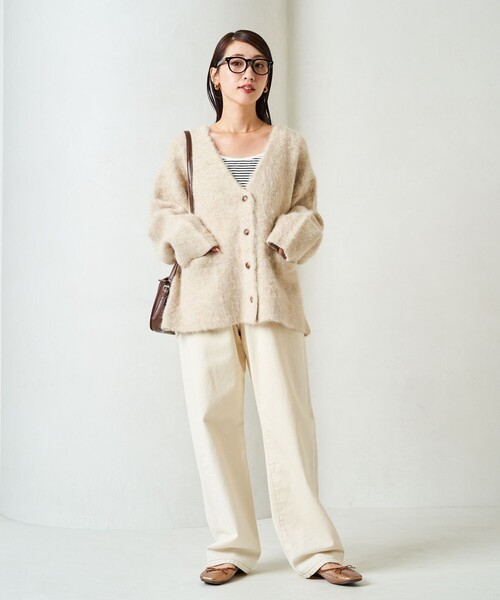 FREAK'S STORE（フリークスストア）の「限定展開　ショート シャギー ニット カーデ（カーディガン/ボレロ・レディース・ブラック/ベージュ/ブラウン/杢グレー/ナチュラル・ﾌﾘ-）」の12枚目の写真