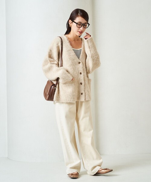 FREAK'S STORE（フリークスストア）の「限定展開　ショート シャギー ニット カーデ（カーディガン/ボレロ・レディース・ブラック/ベージュ/ブラウン/杢グレー/ナチュラル・ﾌﾘ-）」の13枚目の写真