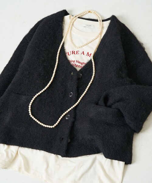 FREAK'S STORE（フリークスストア）の「限定展開　ショート シャギー ニット カーデ（カーディガン/ボレロ・レディース・ブラック/ベージュ/ブラウン/杢グレー/ナチュラル・ﾌﾘ-）」の17枚目の写真