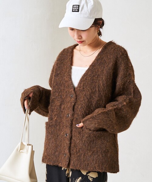 FREAK'S STORE（フリークスストア）の「限定展開　ショート シャギー ニット カーデ（カーディガン/ボレロ・レディース・ブラック/ベージュ/ブラウン/杢グレー/ナチュラル・ﾌﾘ-）」の19枚目の写真