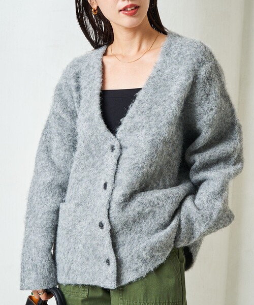 FREAK'S STORE（フリークスストア）の「限定展開　ショート シャギー ニット カーデ（カーディガン/ボレロ・レディース・ブラック/ベージュ/ブラウン/杢グレー/ナチュラル・ﾌﾘ-）」の3枚目の写真