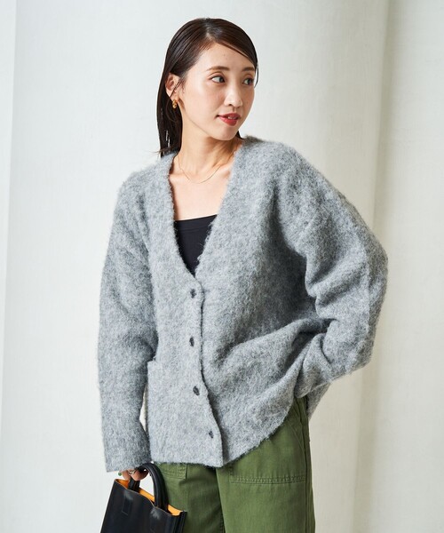 FREAK'S STORE（フリークスストア）の「限定展開　ショート シャギー ニット カーデ（カーディガン/ボレロ・レディース・ブラック/ベージュ/ブラウン/杢グレー/ナチュラル・ﾌﾘ-）」の6枚目の写真