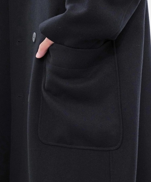 ATON(エイトン)の「【ATON】SUPER 160'S DOUBLE SAXONY DOUBLE BREASTED COAT(チェスターコート・メンズ・ブラック・4)」の12枚目の写真