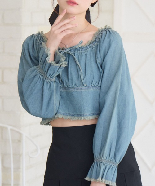 ♡出品 セール】【セットアップ対応】フリンジデニムBL（シャツ/ブラウス