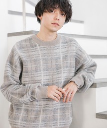 RAGEBLUE | ルーズチェック/クルーネックニット(ニット/セーター)