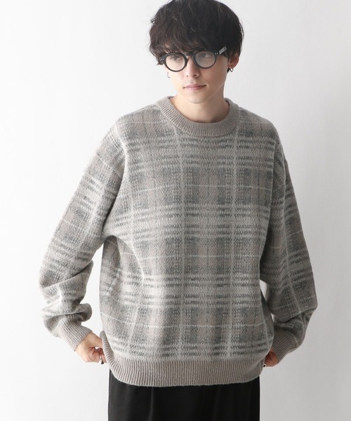 RAGEBLUE（レイジブルー）の「ルーズチェック/クルーネックニット（ニット/セーター・メンズ・ブラウン系その他/グレー系その他/ブルー系その他/グリーン系その他・LARGE/MEDIUM）」の7枚目の写真