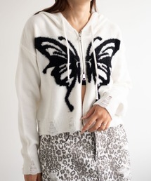 dispark | DISPARK/【24年秋冬新作】バタフライWジップシャギーパーカー(カーディガン/ボレロ)