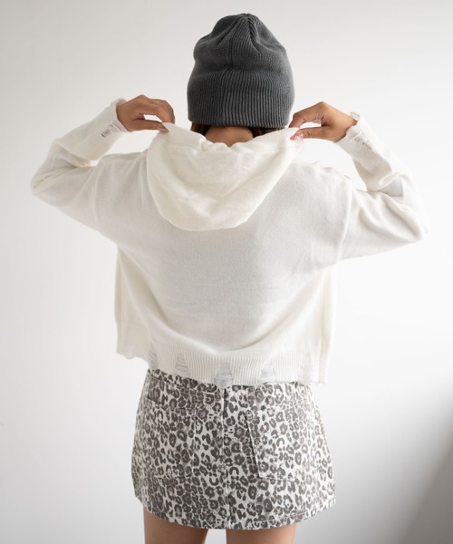 dispark(ディスパーク)の「DISPARK/バタフライWジップシャギーパーカー(カーディガン/ボレロ・レディース・ブラック/ホワイト・FREE)」の7枚目の写真