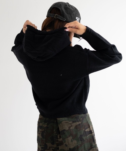 dispark(ディスパーク)の「DISPARK/バタフライWジップシャギーパーカー(カーディガン/ボレロ・レディース・ブラック/ホワイト・FREE)」の10枚目の写真