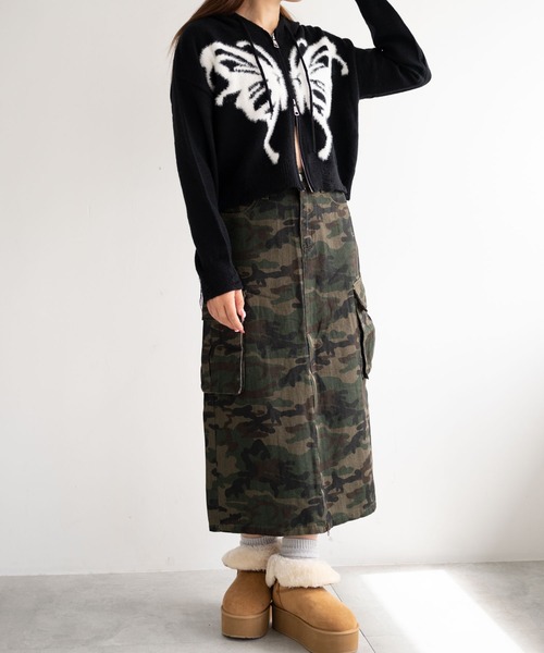 dispark(ディスパーク)の「DISPARK/バタフライWジップシャギーパーカー(カーディガン/ボレロ・レディース・ブラック/ホワイト・FREE)」の12枚目の写真