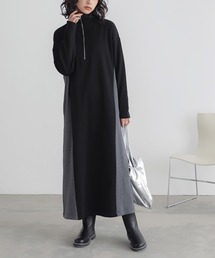 『裏シャギー配色ハーフジップワンピース』