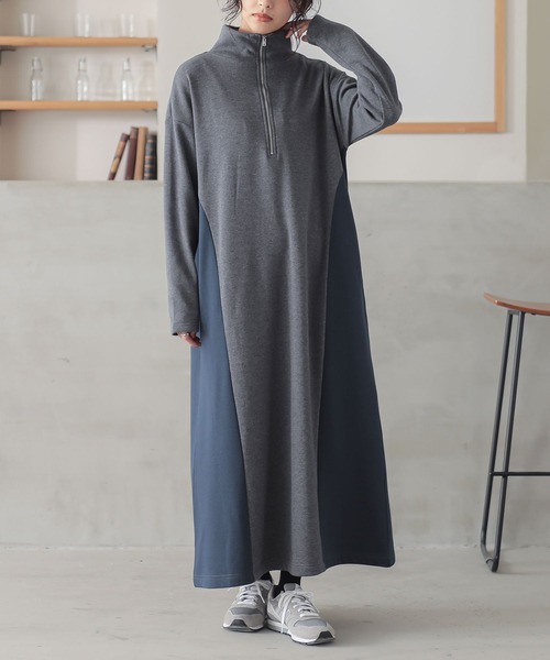 n'OrLABEL(ノアールレーベル)の「『裏シャギー配色ハーフジップワンピース』(ワンピース・レディース・チャコールグレー/ブラック・2/1)」の20枚目の写真