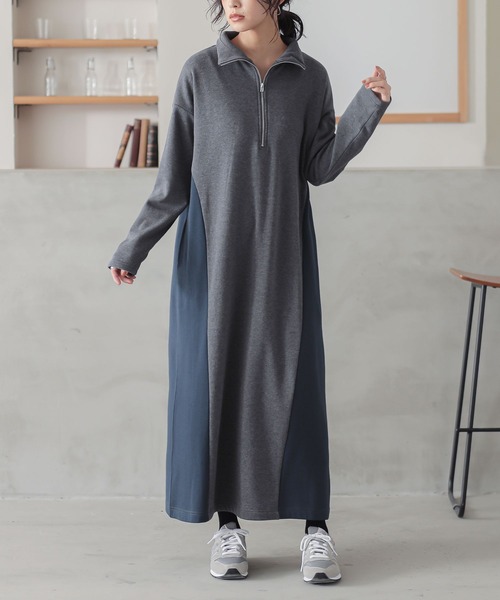 n'OrLABEL(ノアールレーベル)の「『裏シャギー配色ハーフジップワンピース』(ワンピース・レディース・チャコールグレー/ブラック・2/1)」の18枚目の写真