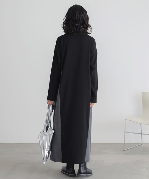 n'OrLABEL(ノアールレーベル)の「『裏シャギー配色ハーフジップワンピース』(ワンピース・レディース・チャコールグレー/ブラック・2/1)」の15枚目の写真