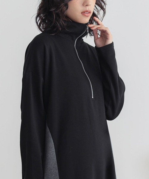 n'OrLABEL(ノアールレーベル)の「『裏シャギー配色ハーフジップワンピース』(ワンピース・レディース・チャコールグレー/ブラック・2/1)」の17枚目の写真