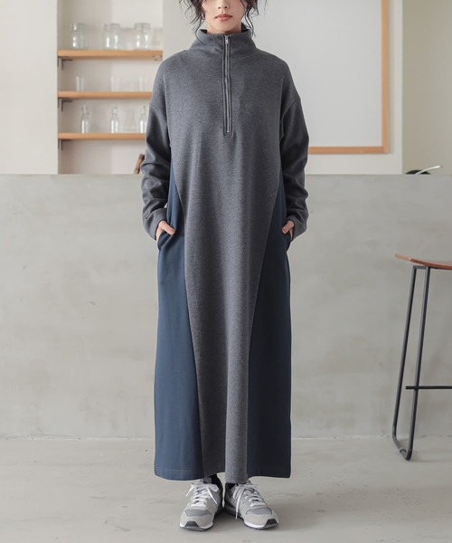 n'OrLABEL(ノアールレーベル)の「『裏シャギー配色ハーフジップワンピース』(ワンピース・レディース・チャコールグレー/ブラック・2/1)」の19枚目の写真