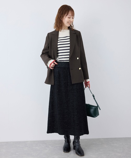 ROPE' PICNIC（ロペピクニック）の「ウールライクサージ金ボタンジャケット(肩パットあり・総裏地)/セットアップ対応・リンクコーデ（テーラードジャケット・レディース・ブラック/ブラウン/ネイビー・38/40）」の4枚目の写真