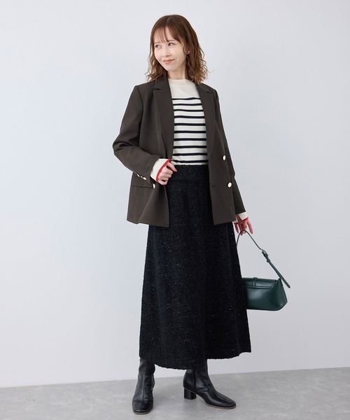 ROPE' PICNIC（ロペピクニック）の「ウールライクサージ金ボタンジャケット(肩パットあり・総裏地)/セットアップ対応・リンクコーデ（テーラードジャケット・レディース・ブラック/ブラウン/ネイビー・38/40）」の5枚目の写真