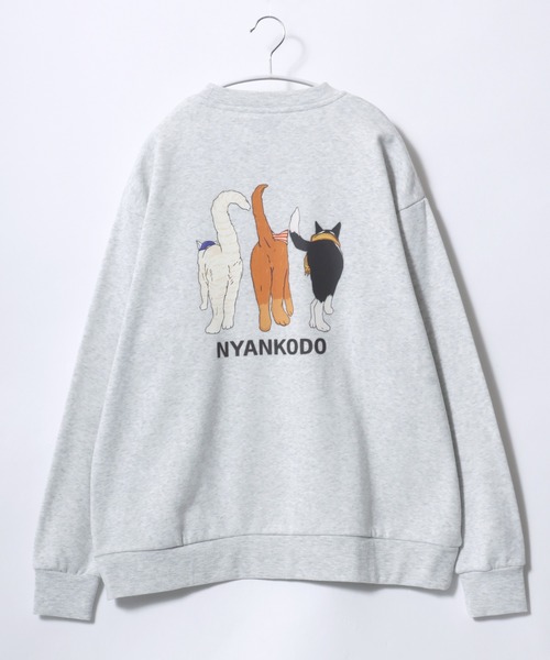 セール】神保町にゃんこ堂 猫プリントスウェットトレーナー メンズ