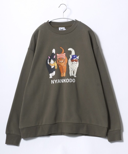 にゃんこつファイヤーベア&ベアトレーナー セール】神保町にゃんこ堂 猫プリントスウェットトレーナー メンズ