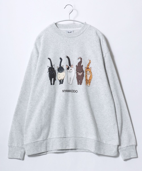 セール】神保町にゃんこ堂 猫プリントスウェットトレーナー メンズ