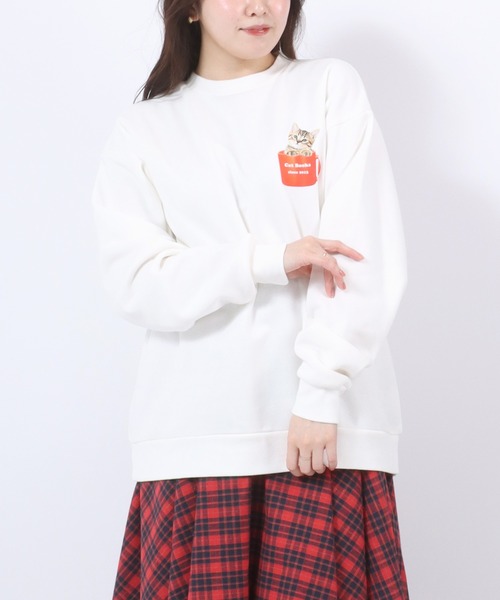 セール】神保町にゃんこ堂 猫プリントスウェットトレーナー メンズ