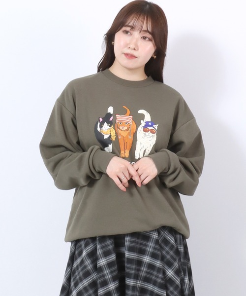 セール】神保町にゃんこ堂 猫プリントスウェットトレーナー メンズ