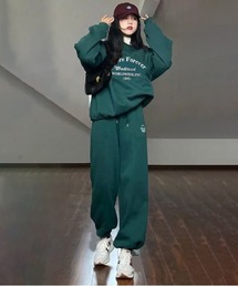 ビッグシルエットクルースウェット&スウェットワイドパンツ ルームウェア セットアップ