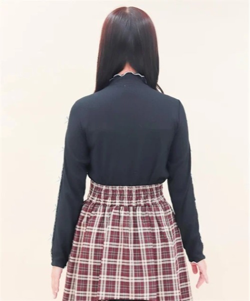 リボンデザインカットプルオーバー セール】袖リボンデザインカットプルオーバー（Tシャツ