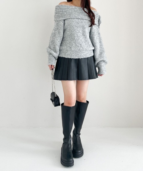 Heather(ヘザー)の「ブークレオフショルニット 234105(ニット/セーター・レディース・オフホワイト/グレー/ピンク・FREE)」の10枚目の写真