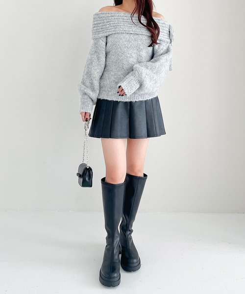 Heather(ヘザー)の「ブークレオフショルニット 234105(ニット/セーター・レディース・オフホワイト/グレー/ピンク・FREE)」の13枚目の写真