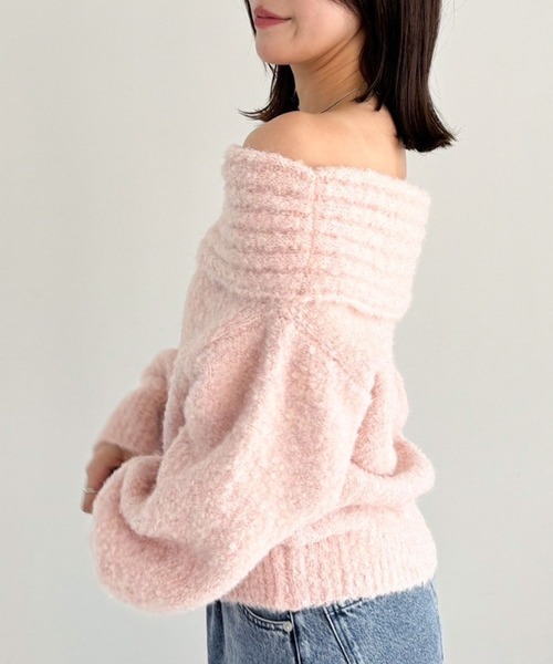 Heather(ヘザー)の「ブークレオフショルニット 234105(ニット/セーター・レディース・オフホワイト/グレー/ピンク・FREE)」の15枚目の写真