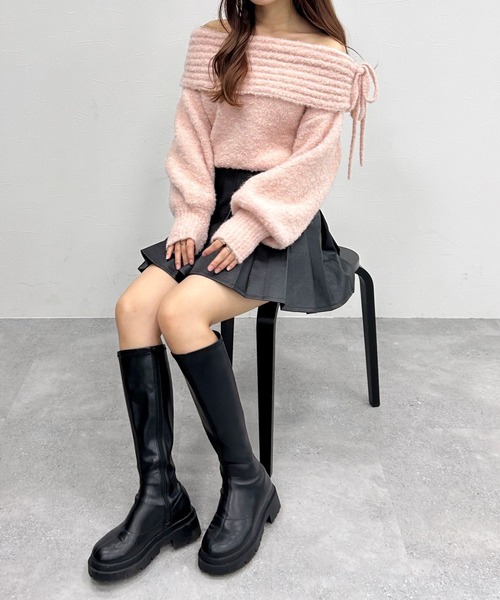 Heather(ヘザー)の「ブークレオフショルニット 234105(ニット/セーター・レディース・オフホワイト/グレー/ピンク・FREE)」の20枚目の写真