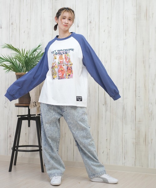 TOY MACHINE(トイ マシーン)の「【ムラサキスポーツ限定】 TOY MACHINE/トイマシーン ロンT/長袖ティシャツ オーバーサイズ ラグランロンティ MTMPFLT11(Tシャツ/カットソー・レディース・ホワイト×ブラック/ホワイト×ネイビー・M/L)」の9枚目の写真