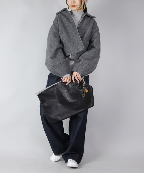 and it_（アンドイット）の「フェイクウールボリュームスリーブショートブルゾン（ブルゾン・レディース・ブラック/チャコール・M）」の10枚目の写真