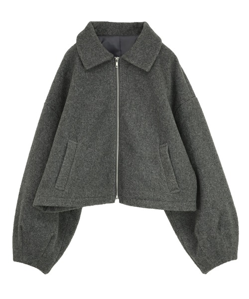 and it_（アンドイット）の「フェイクウールボリュームスリーブショートブルゾン（ブルゾン・レディース・ブラック/チャコール・M）」の12枚目の写真