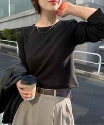 【新色追加】テレコリブショート丈クルーネックトップス