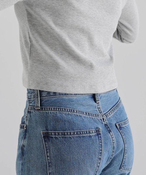 andme(アンドミー)の「【新色追加】テレコリブショート丈クルーネックトップス(Tシャツ/カットソー・レディース・ブラック/杢グレー/オフホワイト/チャコールグレー/ブラウン・M/L)」の21枚目の写真