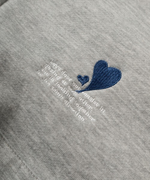 【セール】【別注 上下セット ルームウェア】クロップド丈 ジップパーカー & スウェットワイドパンツ(ドローコード付) ハートワンポイント刺繍 上下セットアップ/ 24AW（ルームウェア/パジャマ）｜make a ray!（メイク ア レイ！）