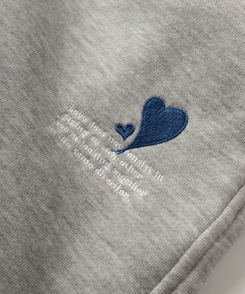 【セール】【別注 上下セット ルームウェア】クロップド丈 ジップパーカー & スウェットワイドパンツ(ドローコード付) ハートワンポイント刺繍 上下セットアップ/ 24AW（ルームウェア/パジャマ）｜make a ray!（メイク ア レイ！）