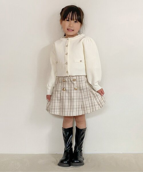 apres les cours（アプレレクール）の「【フォーマル対応/ジュニア対応】ボックスプリーツスカート（スカート・キッズ・グレー/チェック・80/90/100/110/120/130/140）」の3枚目の写真